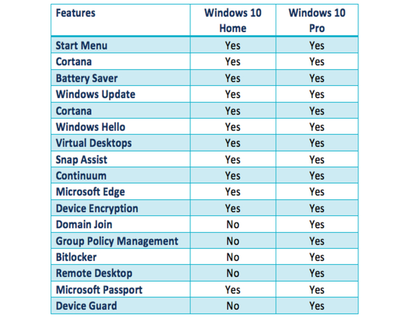 perbedaan windows 10 pro dan home