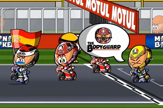 Balapan MotoGP Seri Valencia Jadi Animasi Lucu.