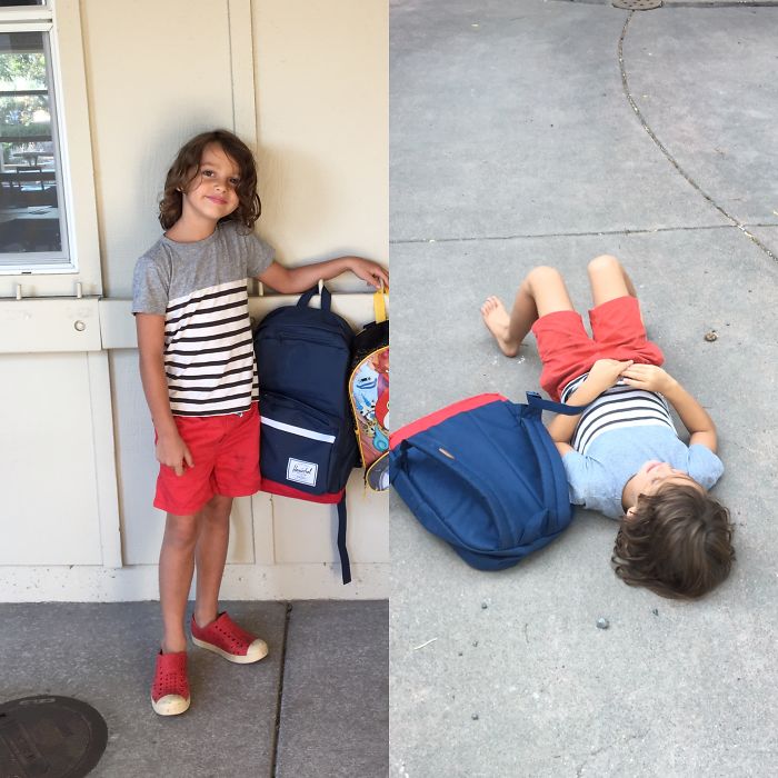 Kumpulan Foto Ekpresi Anak Sebelum dan Sesudah Masuk Hari Pertama Sekolah