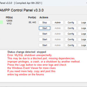 Cara Mengatasi Error: MySQL Shutdown Unexpectedly di XAMPP