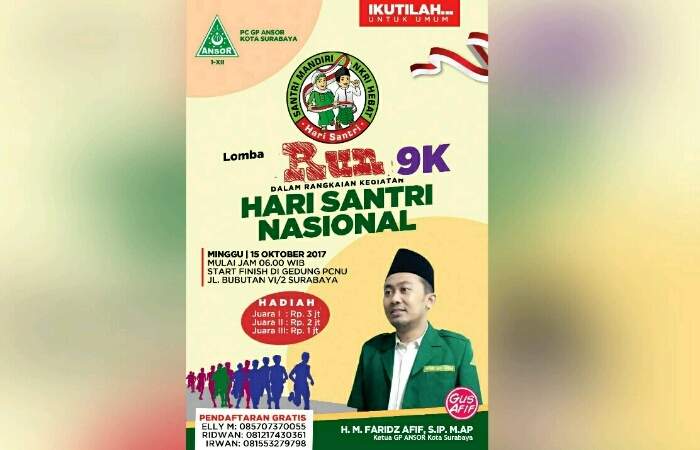 GP Ansor Surabaya Adakan Lomba Lari 9K, Ikuti dan Rebut Hadiahnya