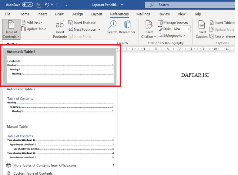 Cara Cepat Membuat Daftar Isi dengan Microsoft Word